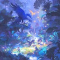 Mystic Jungle Encounter - A Fantasy Art Masterpiece Royalty Free Stock Photo