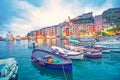 Mystic landscape of the harbor with colorful houses in the boats