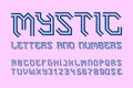 Mystic letters and numbers with currency symbols. Gaming stylized font