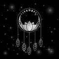 Mystic lotus dream catcher with moons and stars silver