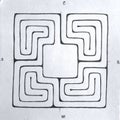 Square Geometry Maze Labyrinth one way