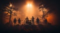 Mystic Melodies: Silhouettes of a Band in Ethereal Backlight