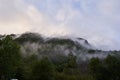 Mystic morning in the norwegian mountains after the night rain.