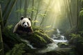 Mystic Panda bamboo forest. Generate Ai