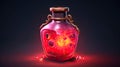 Mystic red flask with magical health regeneration potion for game development. Antique bottle of red potion.