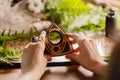 Mystic ritual with Ouija and candles. Devil`s board concept, black magic or fortune telling rite with occult and esoteric symbols Royalty Free Stock Photo