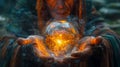 Mystic seers hands over a crystal ball