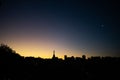 Mystic shot of the silhouettes of gravestones in La Recoleta Cemetery at sunset Royalty Free Stock Photo