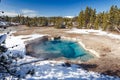 Mystic Spring at Norris Geyser Basin trail area, during winter in Yellowstone National Park, Wyoming Royalty Free Stock Photo