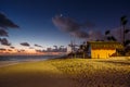 Mystic sunrise with moon and stars over the sandy beach in Punta Cana, Dominican Republic Royalty Free Stock Photo