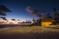 Mystic sunrise with moon and stars over the sandy beach in Punta Cana, Dominican Republic Royalty Free Stock Photo