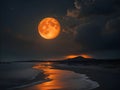 Mystic Sunset Moonrise: Orange Lunar Elegance