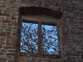 Old stone window of castle ruin Burg Zavelstein located in Bad Teinach-Zavelstein, Black Forest, Germany. Royalty Free Stock Photo