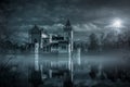 Mystic Water castle in moonlight Royalty Free Stock Photo