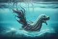 Mystic water creature, Generative AI Illustration Royalty Free Stock Photo