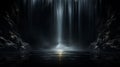 Mystic Waterfall in a Cavern with Ethereal Light. Generative ai Royalty Free Stock Photo