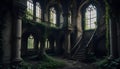 Forgotten Staircase Winding Through the Empty Castle Halls Royalty Free Stock Photo