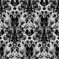 Mystical abstract botanical pattern with black flowers and herbs. Mix of silhouettes for gothic design