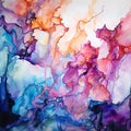 a mystical abstract watercolor painting with layers of transpa