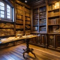 Mystical Alchemists Den: A study room with old books, antique maps, and mystical artifacts inspired by alchemy and magic4, Gener