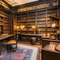Mystical Alchemists Den: A study room with old books, antique maps, and mystical artifacts inspired by alchemy and magic5, Gener