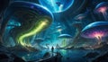 Mystical Alien World with Jellyfish-like Flora