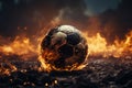 Mystical ambiance, soccer ball on smoky field, providing space for versatile compositions
