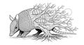 Mystical Armadillo with Tree Roots and Branches Growing From Its Shell Royalty Free Stock Photo