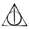 The Enigmatic Trio: Charcoal Illustration of the Deathly Hallows Symbol