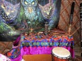 Mystical background with ritual objects of esoteric, occult, divination, magic objects. Occult, esoteric, divination and the