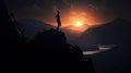 Mystical Beauty Unveiled: The Enchanting Silhouette of a Girl in the Majestic Mountains