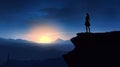 Mystical Beauty Unveiled: The Enchanting Silhouette of a Girl in the Majestic Mountains