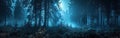 Mystical Black Forest Night: Fir, Spruce, and Blueberry Plants in Enchanting Darkness