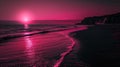 Mystical black and pink summer beach night