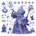 Mystical Blue Mage Illustration