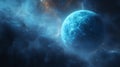 Mystical Blue Nebula Planet in Cosmic Backdrop Royalty Free Stock Photo