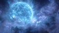 Mystical Blue Nebula Planet in Cosmic Backdrop Royalty Free Stock Photo