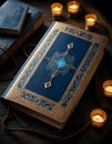 Mystical Blue Tome with Compass Emblem