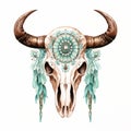 Mystical Bull Skull With Feathers: Tattoo-inspired Art By Ingrid Baars