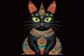 A mystical cat revered by the Maya civilization possesses the ability to communicate with the spirit world, guiding priests and