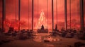 Mystical Cathedral Interior on Mars. Ethereal Cathedral on the Red Planet. Red Skies Reverie. Generative AI
