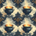 Mystical Cauldron Pattern - A Seamless Design of Magic and Alchemy Royalty Free Stock Photo