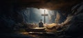 Mystical Cave Encounter: Jesus Contemplating the Cross (AI Generated)