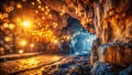 Mystical Cave Wall Background Stunning Bokeh Effects Underground Textures for Abstract Design Projects Royalty Free Stock Photo