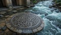 Mystical Celtic Knot Stone Table by Rushing River Royalty Free Stock Photo