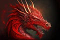 Mystical Chinese red dragons grinned and angrily watching Royalty Free Stock Photo