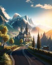 Mystical Citadel: Fantasy Castle in Mountain Enchantment\