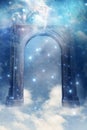 Mystical cosmic portal gate with stars and nebula like spiritual concept