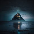 Mystical Counterlight Illuminating Mont-Saint-Michel