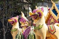 Mystical creatures on a floral float